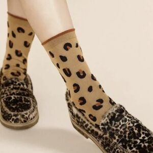 Leopard Pattern Socks - Brown and Black